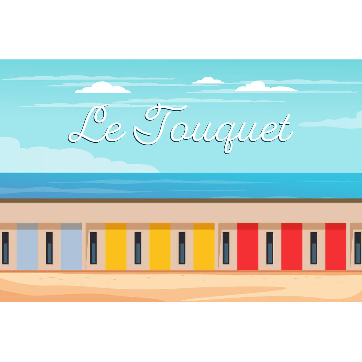 Tableau Mural Illustration Le Touquet PLAGE tableaux sur toile-multicolore, CEANOTHE