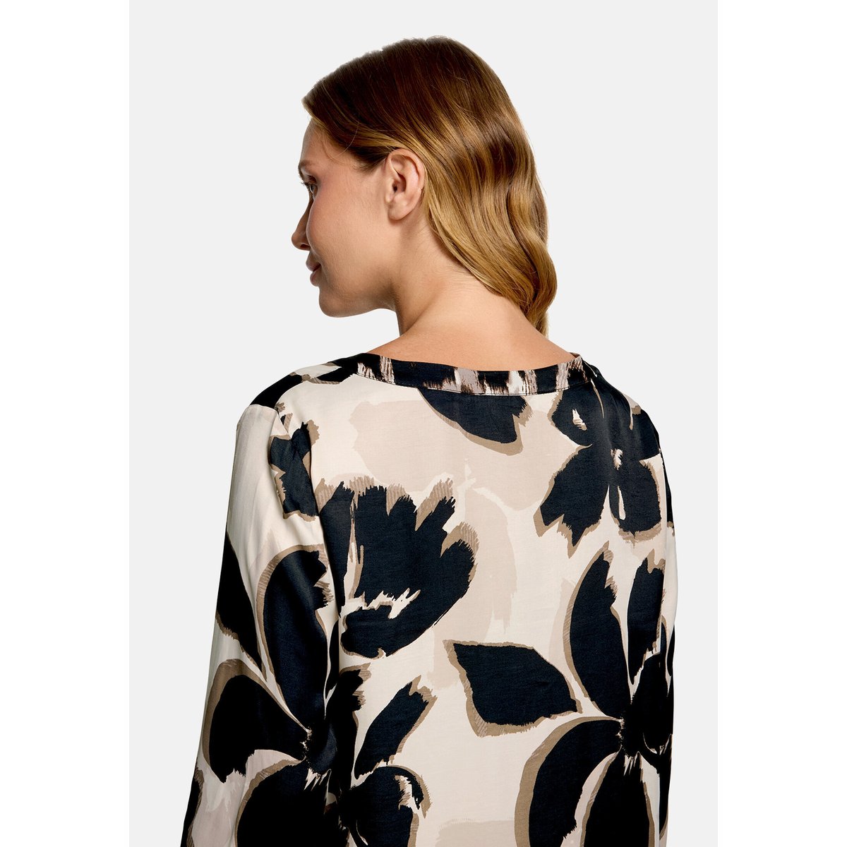 Robe tunique à manches longues beige/noir, BETTY BARCLAY