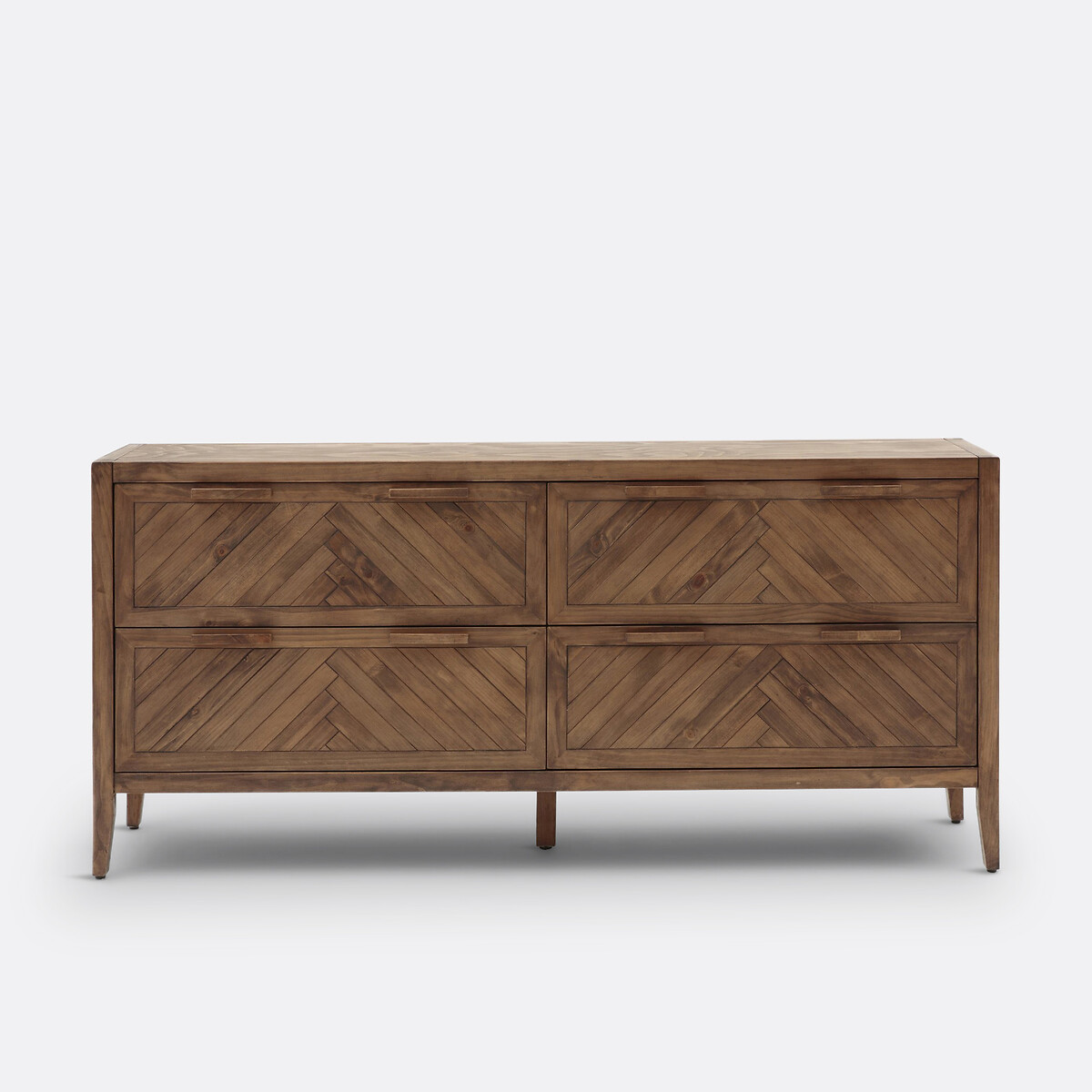 Ladekast met 4 lades in massief dennenhout NOTTINGHAM donker hout, LA REDOUTE INTERIEURS