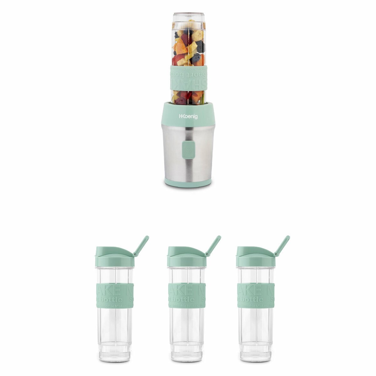 Blender portable et kit bouteilles - smoo18+btl18 vert, H.KOENIG