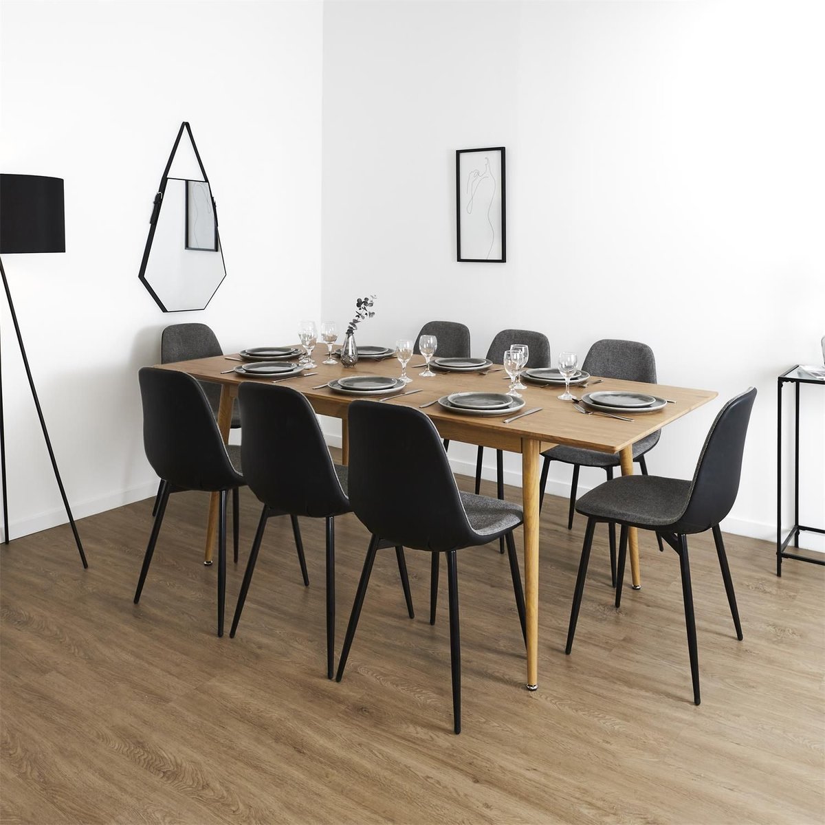 Table extensible en bois 6 à 8 places GASPARD marron, THE HOME DECO FACTORY