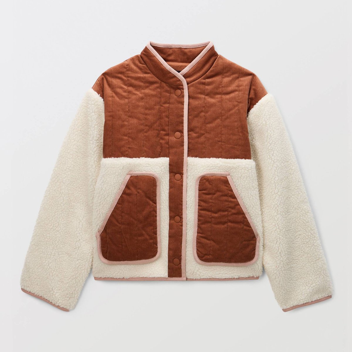Veste en sherpa et en velours côtelé chevreuil, MONOPRIX