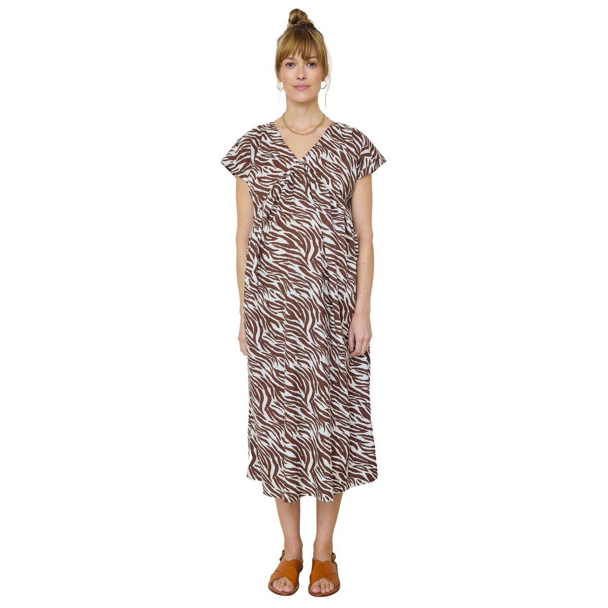 Robe longue grossesse allaitement beige, VERTBAUDET