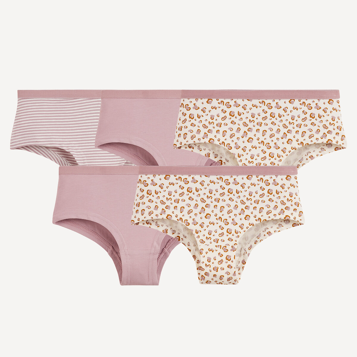 Set van 5 hipsters mauve + ecru, LA REDOUTE COLLECTIONS