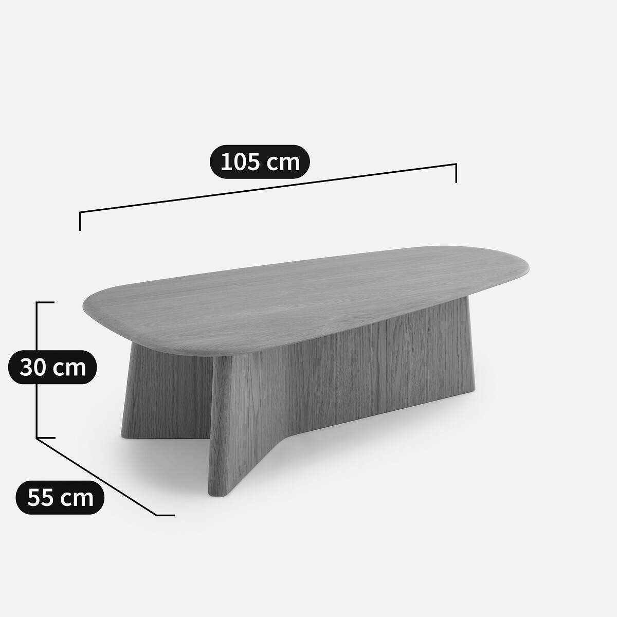 Table basse en chêne, hauteur 30 cm, TRIANGOLO chêne naturel, AM.PM X EMMANUEL GALLINA