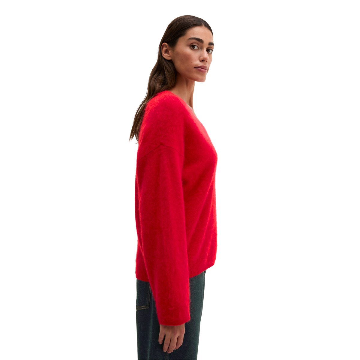Pull en maille coupe classique en laine mérinos douce rouge, MARC O'POLO