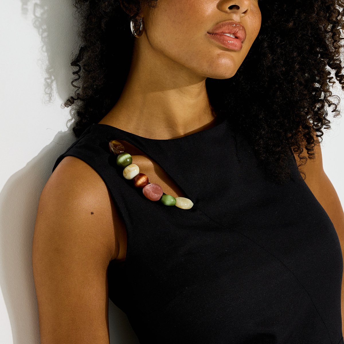Robe longue sans manches avec fente noir, GRAIN DE MALICE