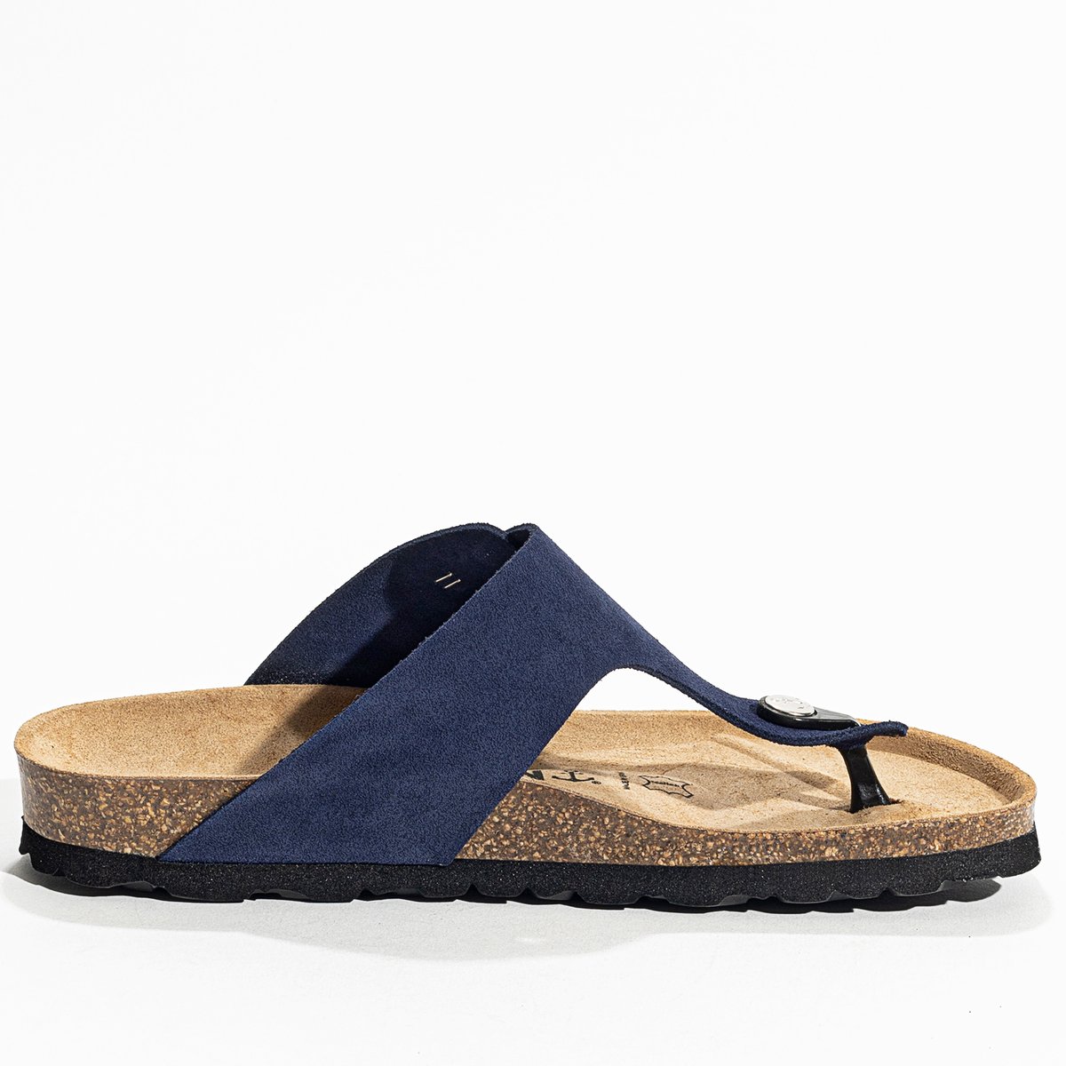 Tongs en cuir suedé MERCURE bleu marine, BAYTON