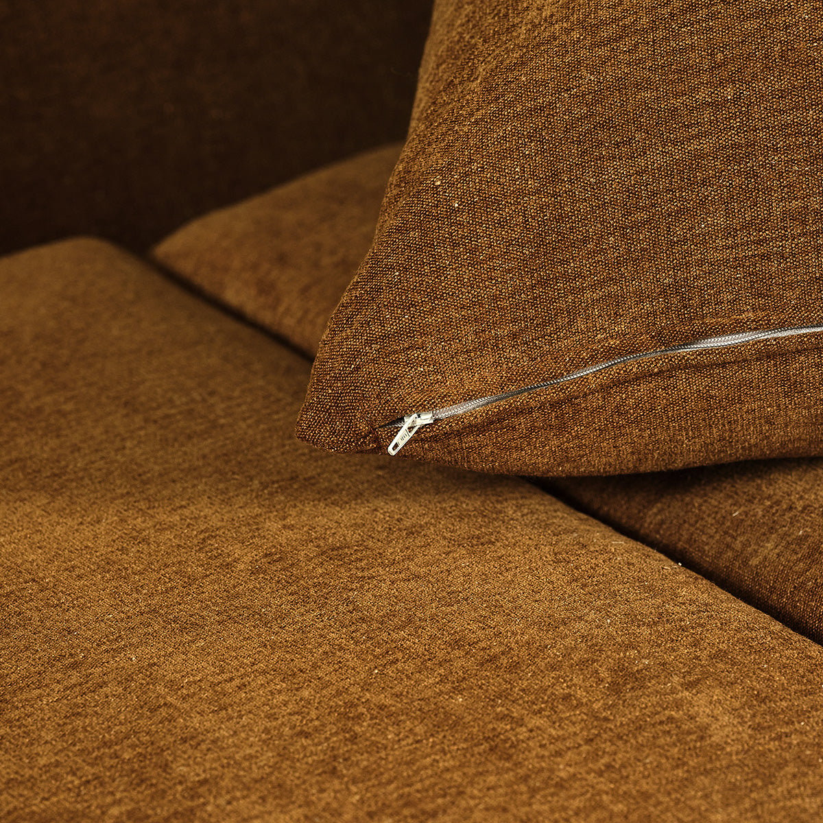Canapé convertible 3 places en tissu effet lin EDMOND bronze, BERAH GETAH