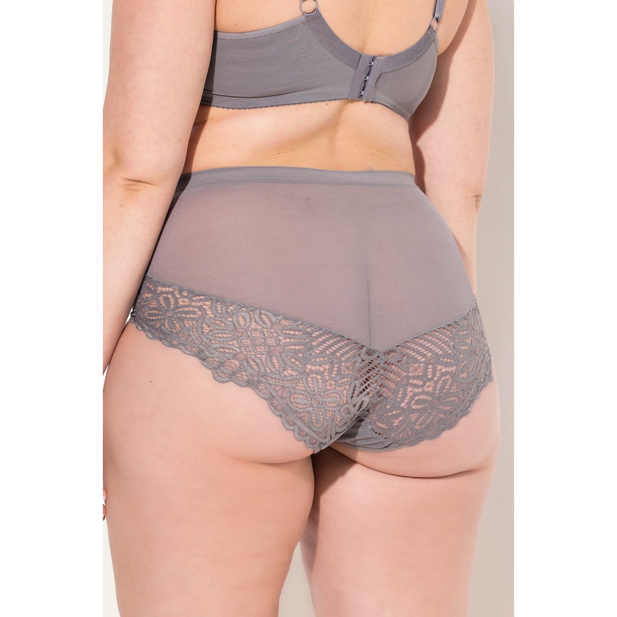 Culotte maxi avec dentelle florale gris béton, ULLA POPKEN