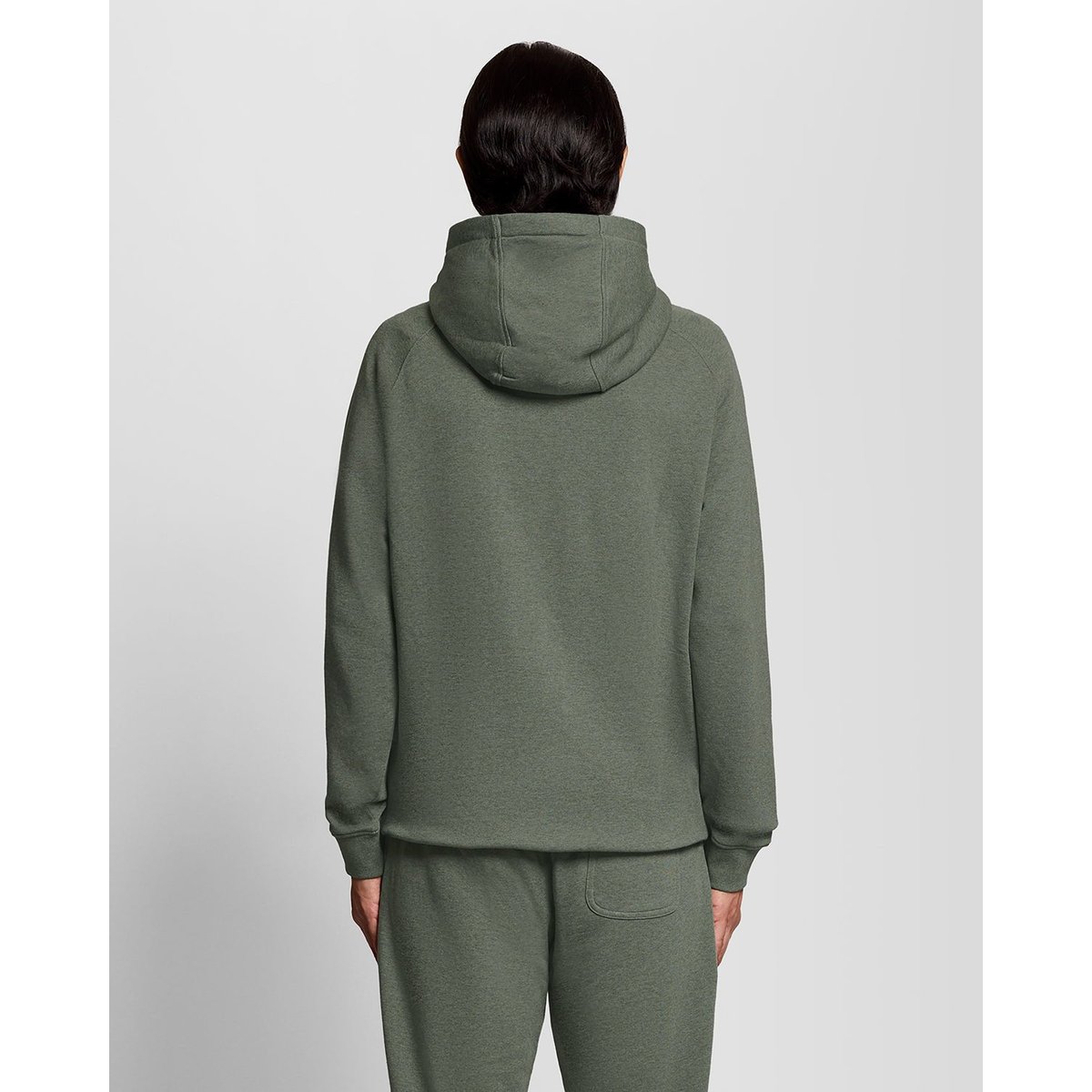 Sweat à capuche en coton chiné raglan vert kaki tri chiné, LYLE & SCOTT