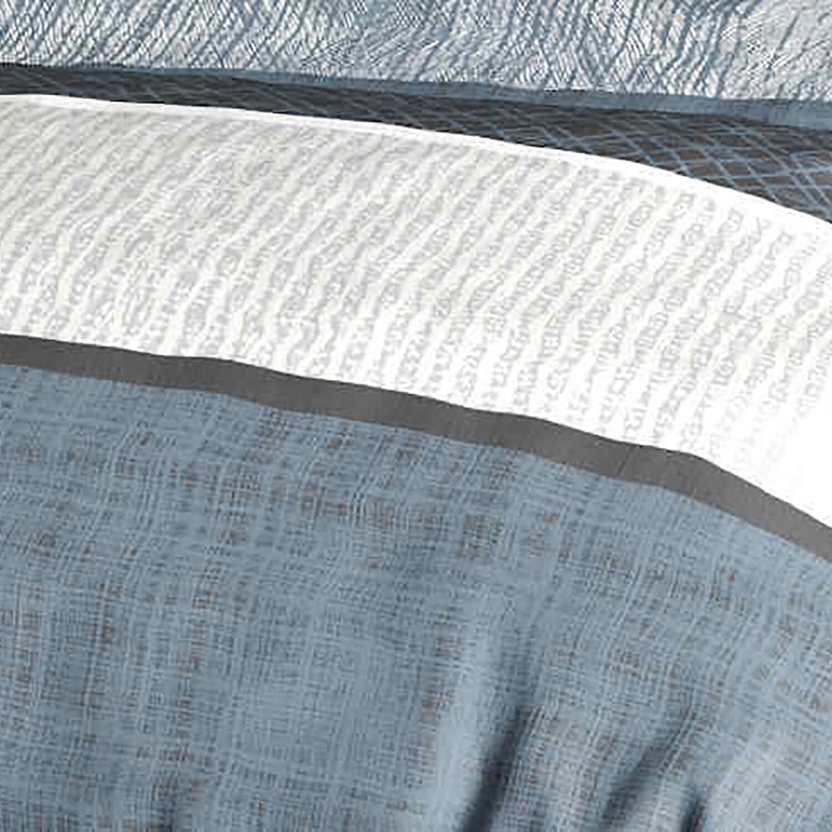 Parure imprimée avec housse de couette et taie(s) en coton, Brehat bleu gris, ATELIER DU COTON