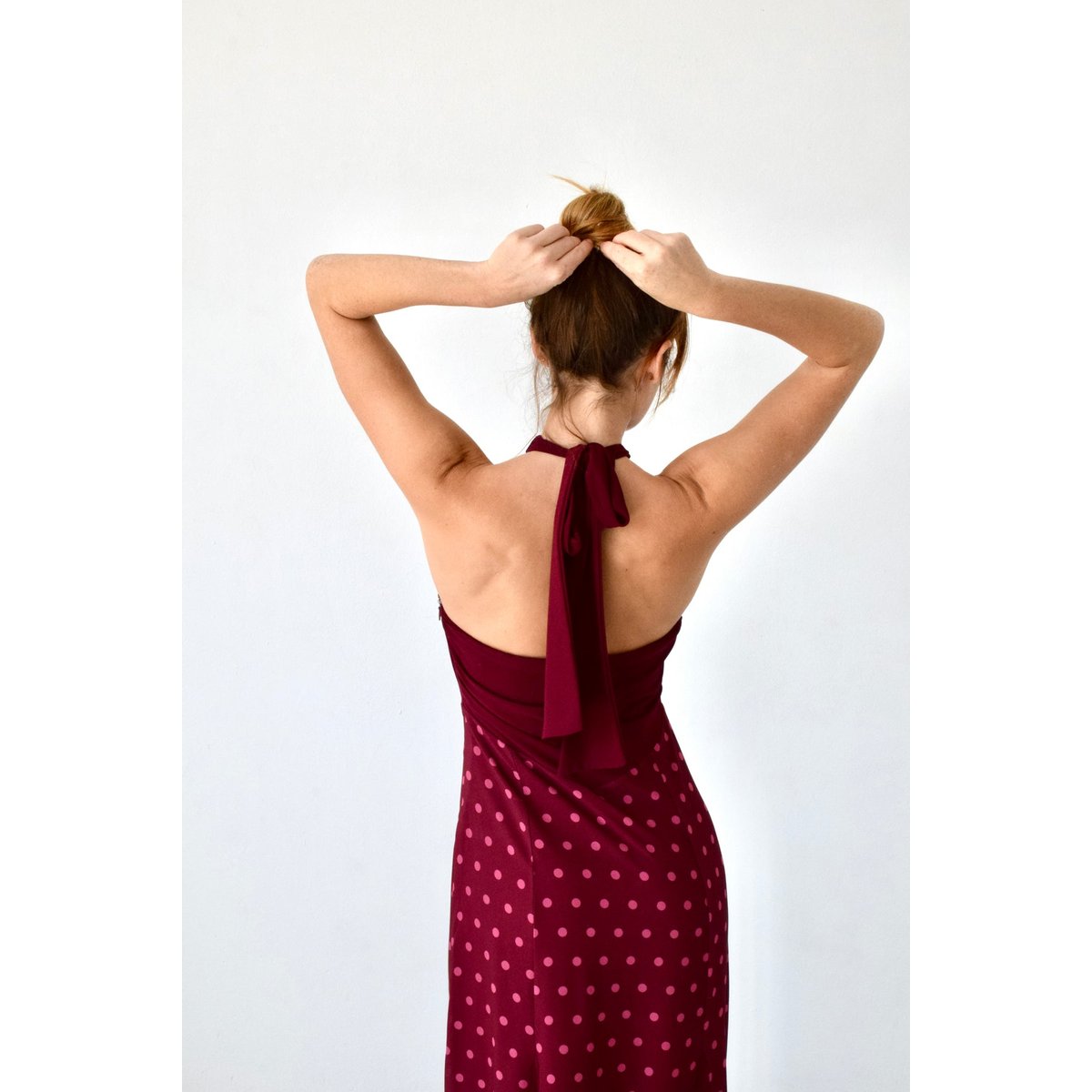 Robe longue jupe à pois KALA bordeaux, MINDTRAVELER