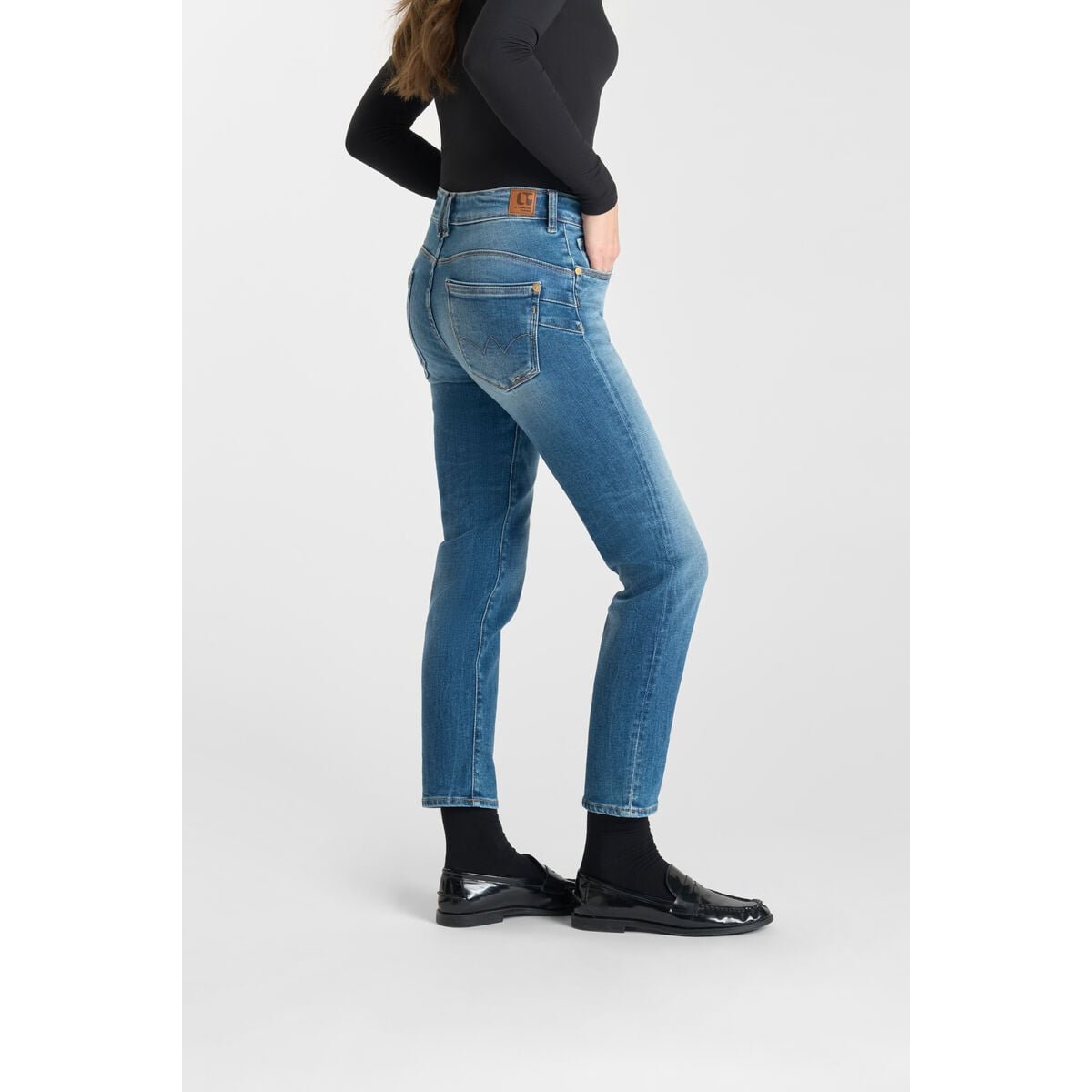 Jeans push-up droite taille haute PULP, 7/8ème blue, LE TEMPS DES CERISES