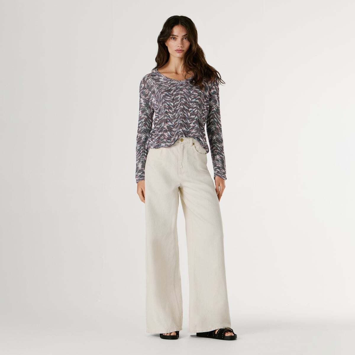 Pull Col V En Maille rose canneberge, PEPE JEANS