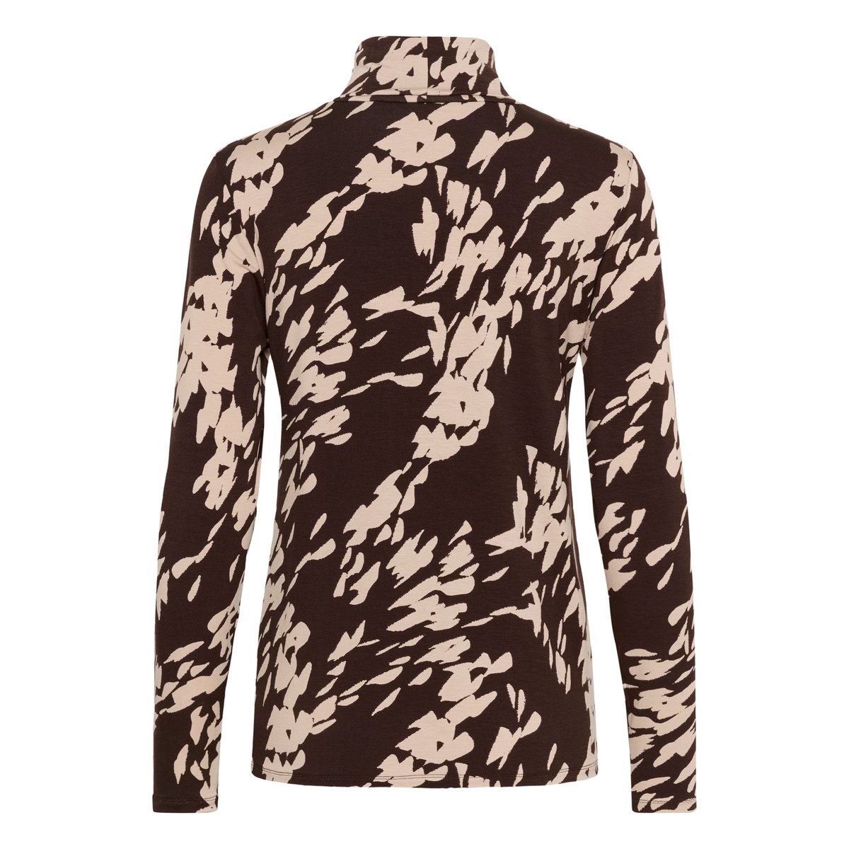 T-shirt à manches longues marron chocolate torte leave print, SOAKED IN LUXURY