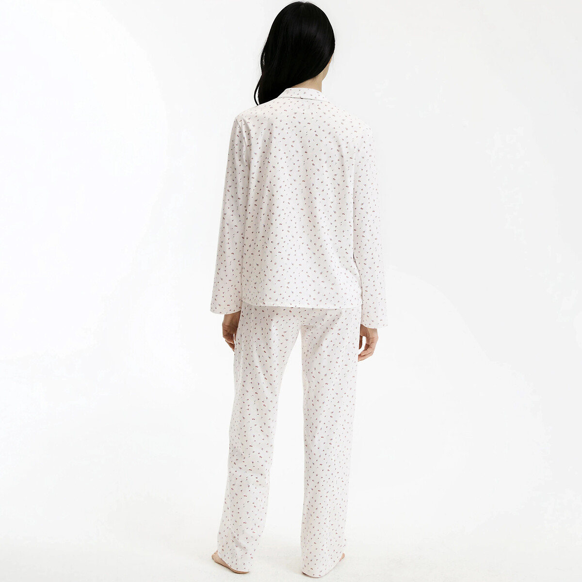 Jersey-Pyjama mit langen Ärmeln, Blumendruck ecru blumendruck, LA REDOUTE COLLECTIONS