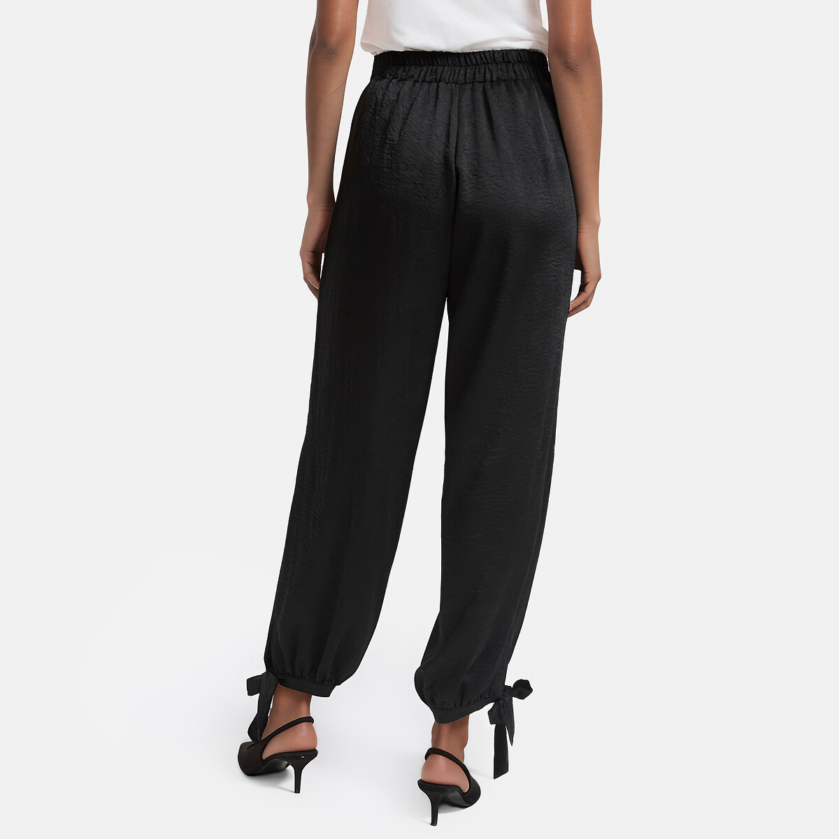 Pantalon large avec liens à nouer aux chevilles noir, LA REDOUTE COLLECTIONS