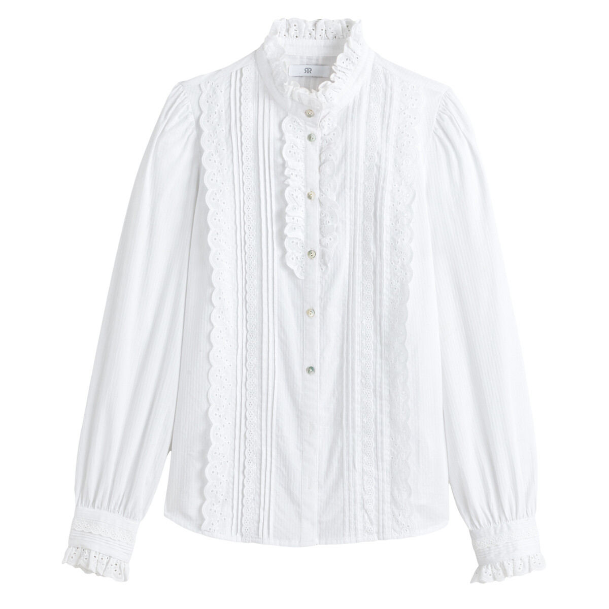 Chemisier romantique en coton Signature EUGENIE blanc, LA REDOUTE COLLECTIONS