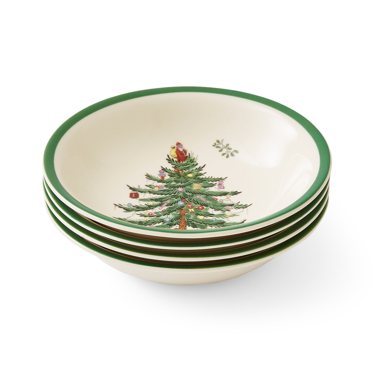 Set of 4 Christmas Tree Cereal Bowls white, SPODE