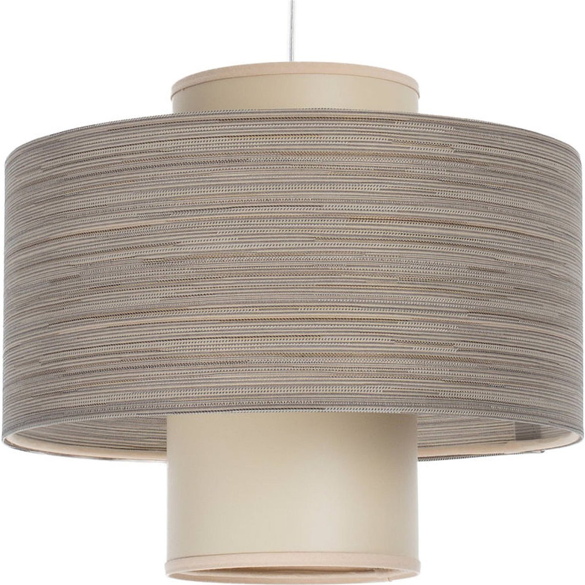 Suspension ronde en jute et lin TWIN LIGHT beige naturel et bois clair, BPS KONCEPT