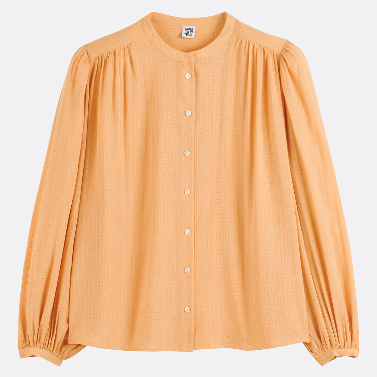 Loose Fit Blouse with Crew Neck and Long Sleeves ochre yellow, LA REDOUTE COLLECTIONS