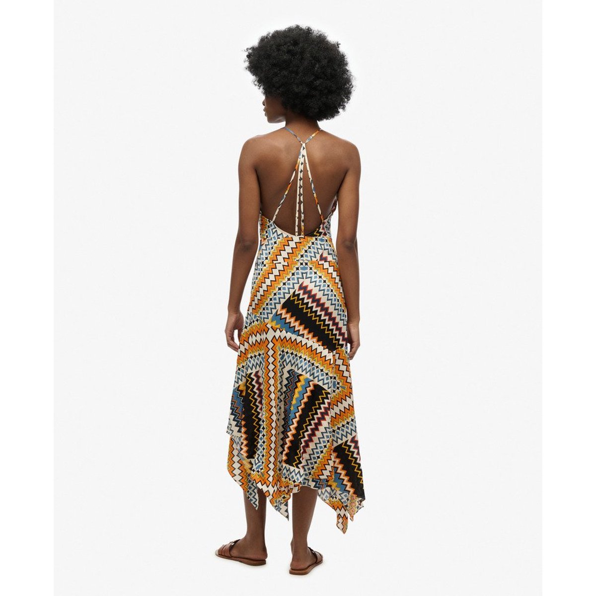 Robe Premium à Ourlet Mouchoir tazi zig zag orange, SUPERDRY