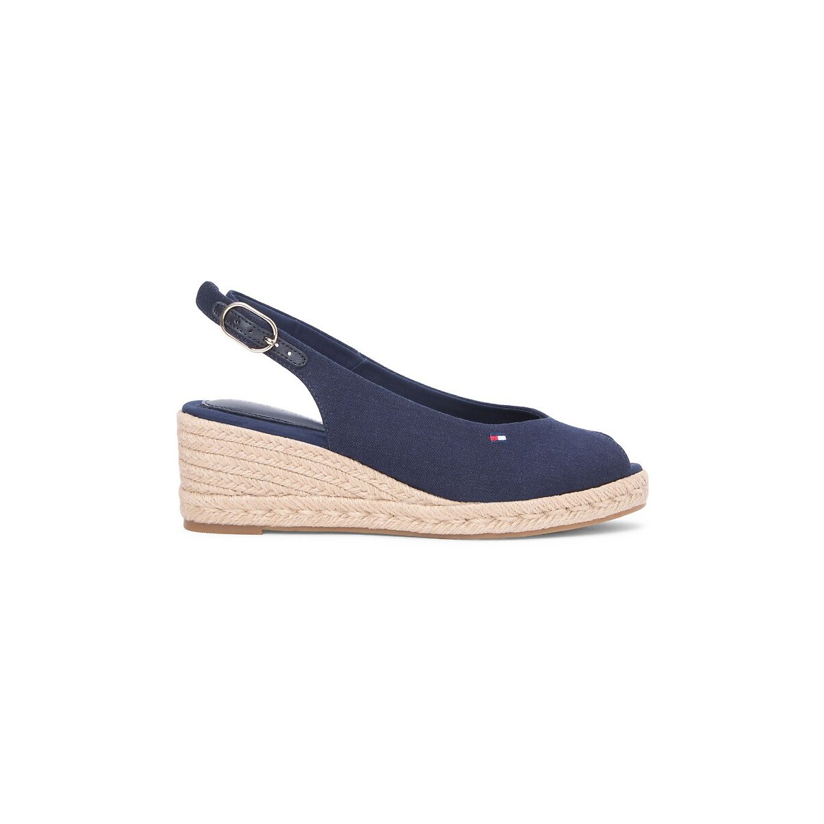 Slingback sandalen met sleehak marineblauw, TOMMY HILFIGER