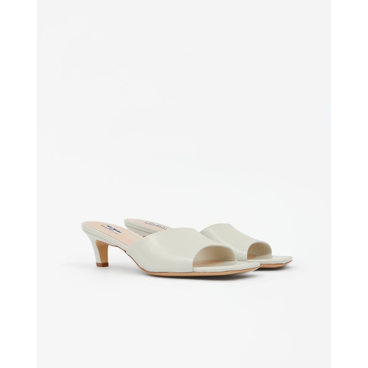 Mules à bout carré et effet froissé LIZ blanc, MI MAI