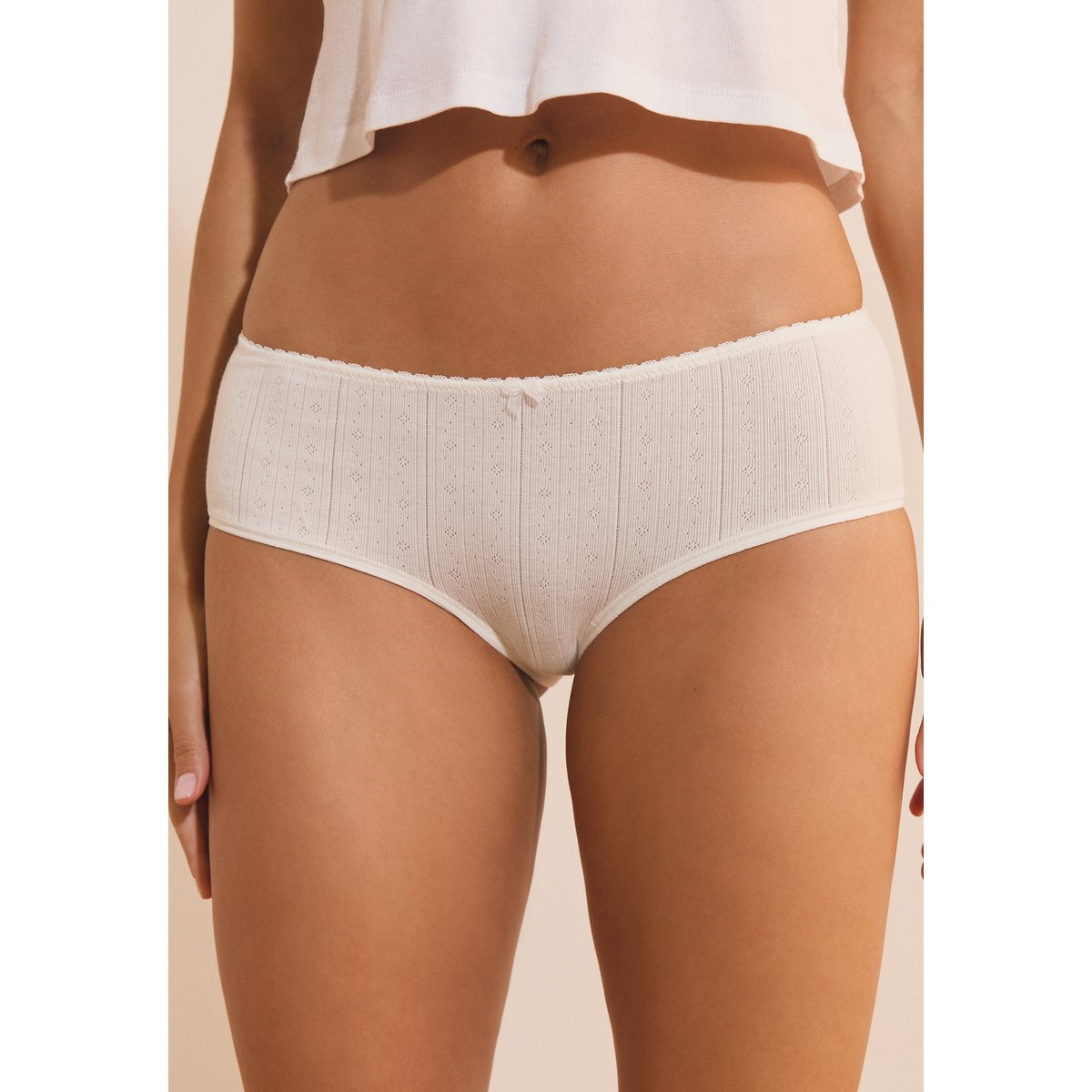 Shorty en coton COFFEE MOOD ecru, ETAM