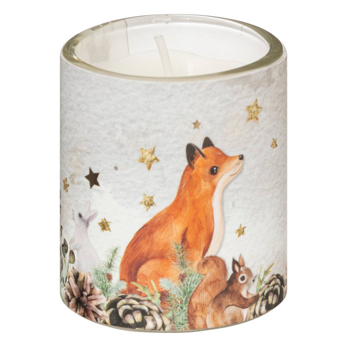 Bougie parfumée photophore bois 45g x6 blanc, FEERIC LIGHTS & CHRISTMAS