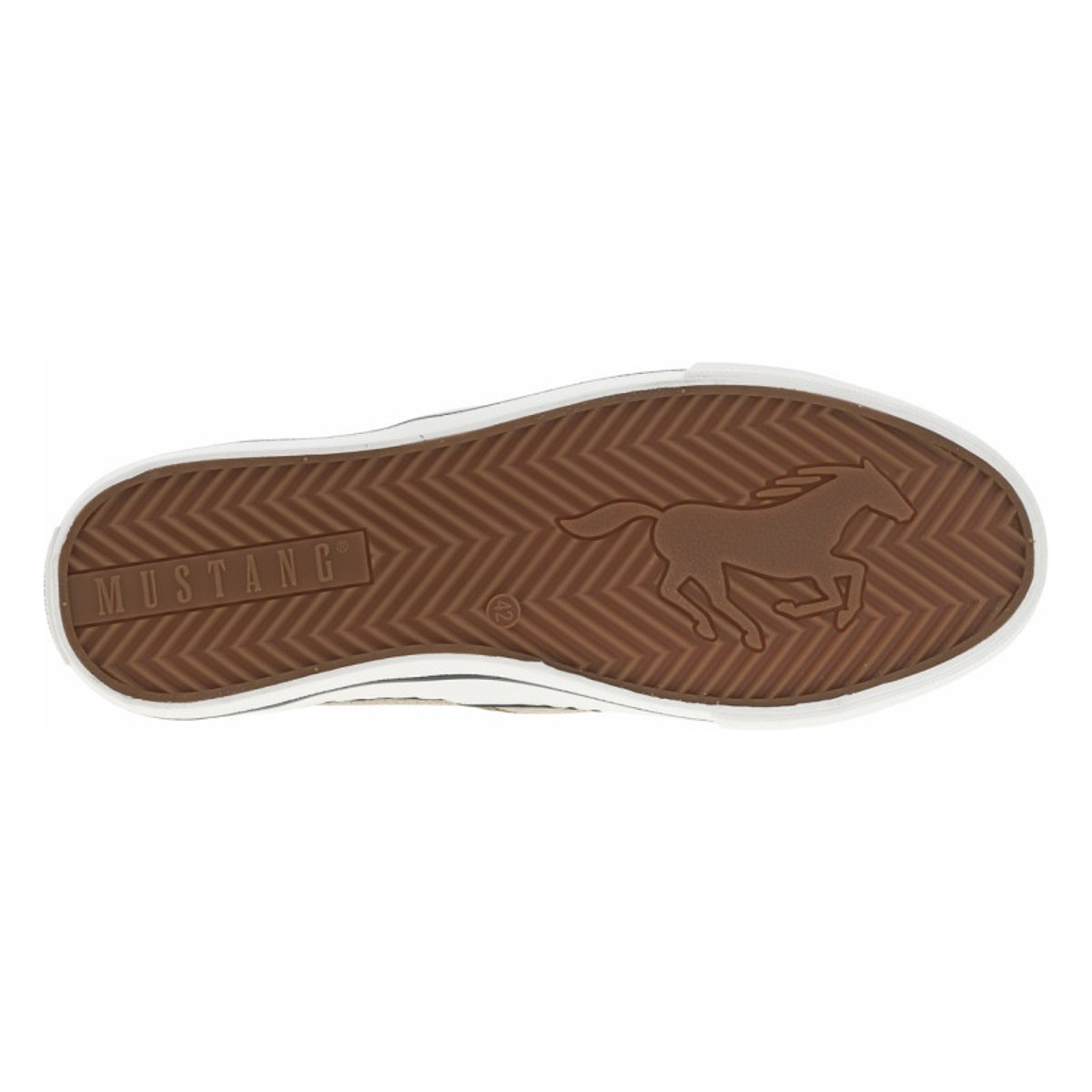 Sneakers kakis en maille à semelle plate blanche et à fermeture slip-on kaki, MUSTANG