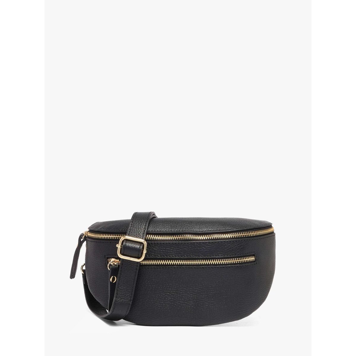 Sac banane cuir nero, MILANO