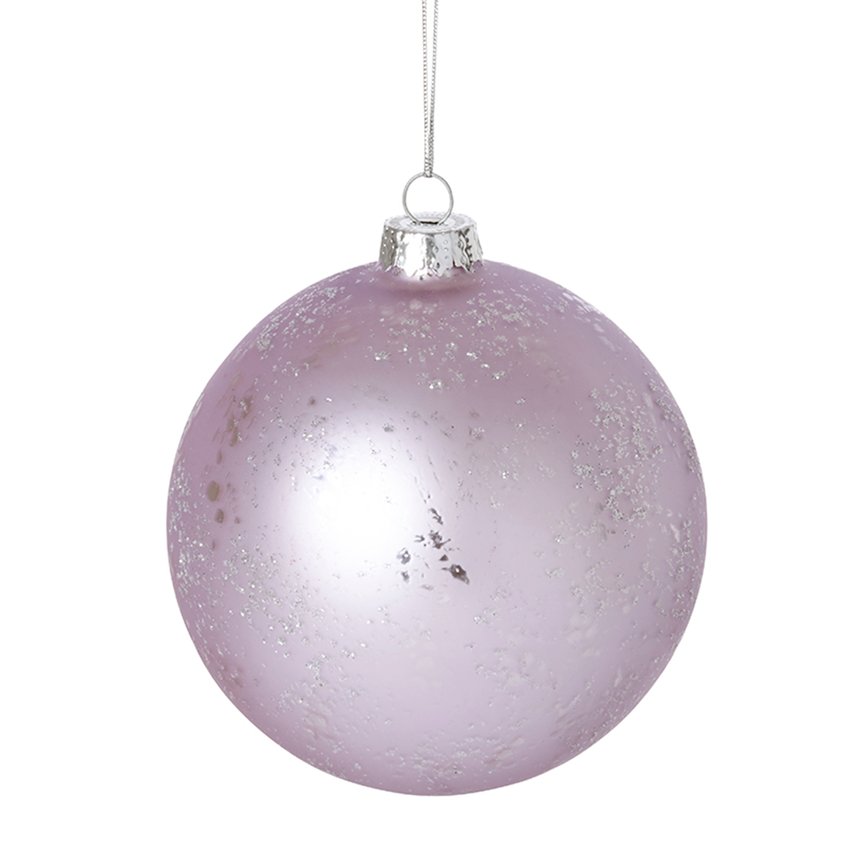 Boule de noël pailletée et mat en verre D10 violet, SIA DECO