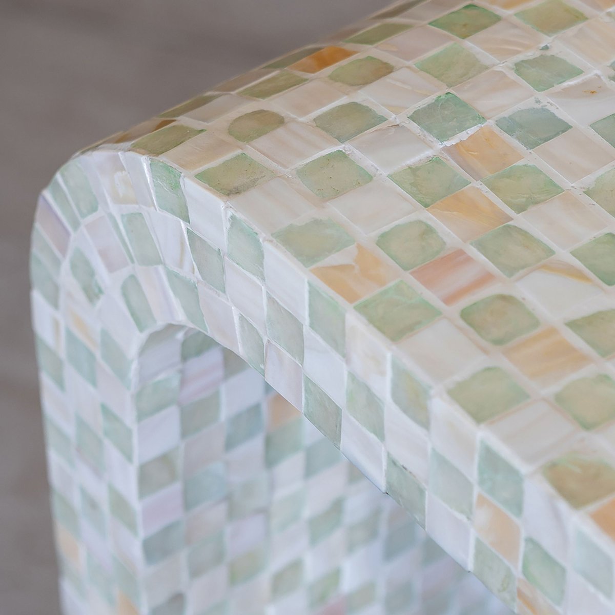 Console en coquille de Capiz, ZINA vert, NOW'S HOME