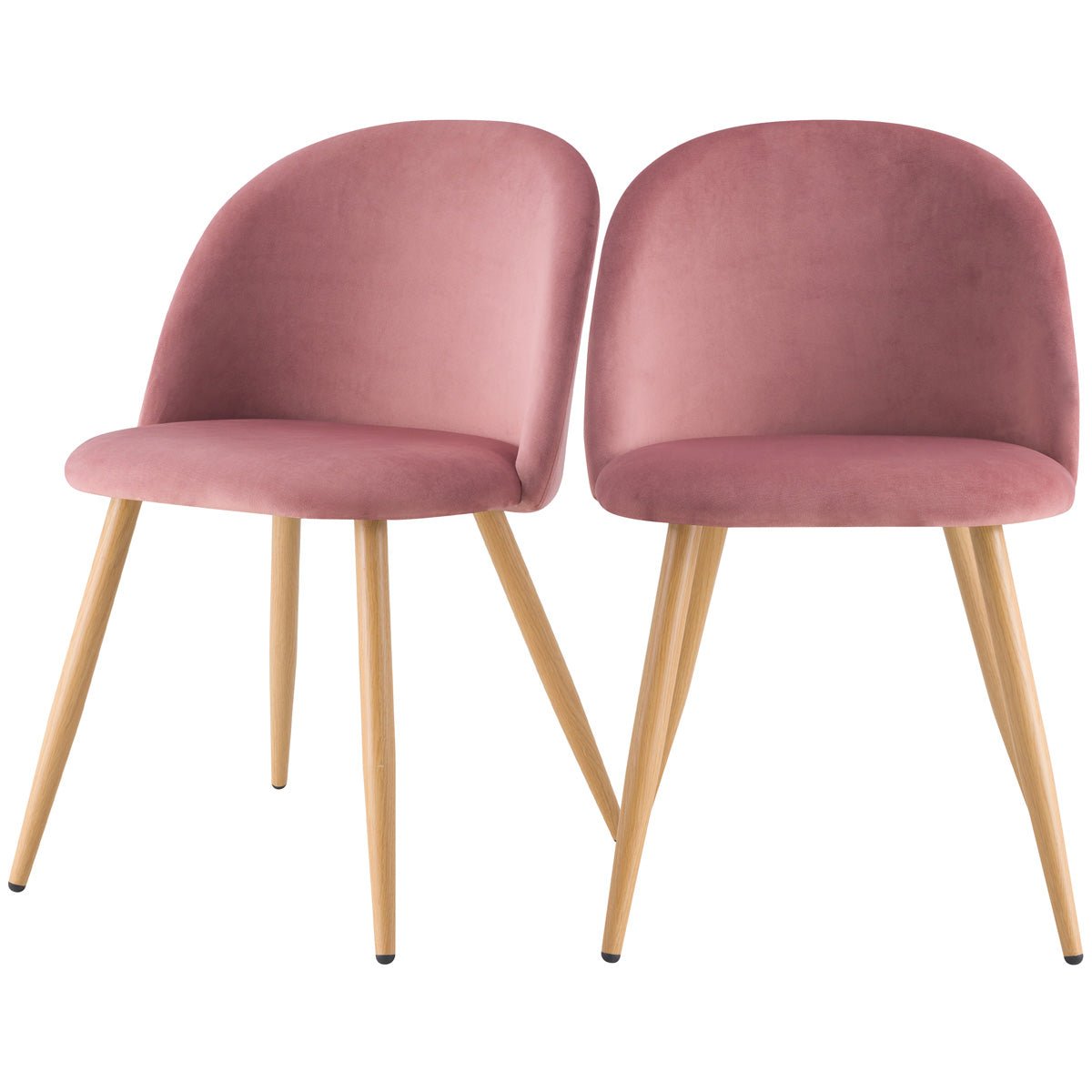 Lot de 2 chaises en velours et pieds en métal - COZY vieux rose, MAISON PAVANE