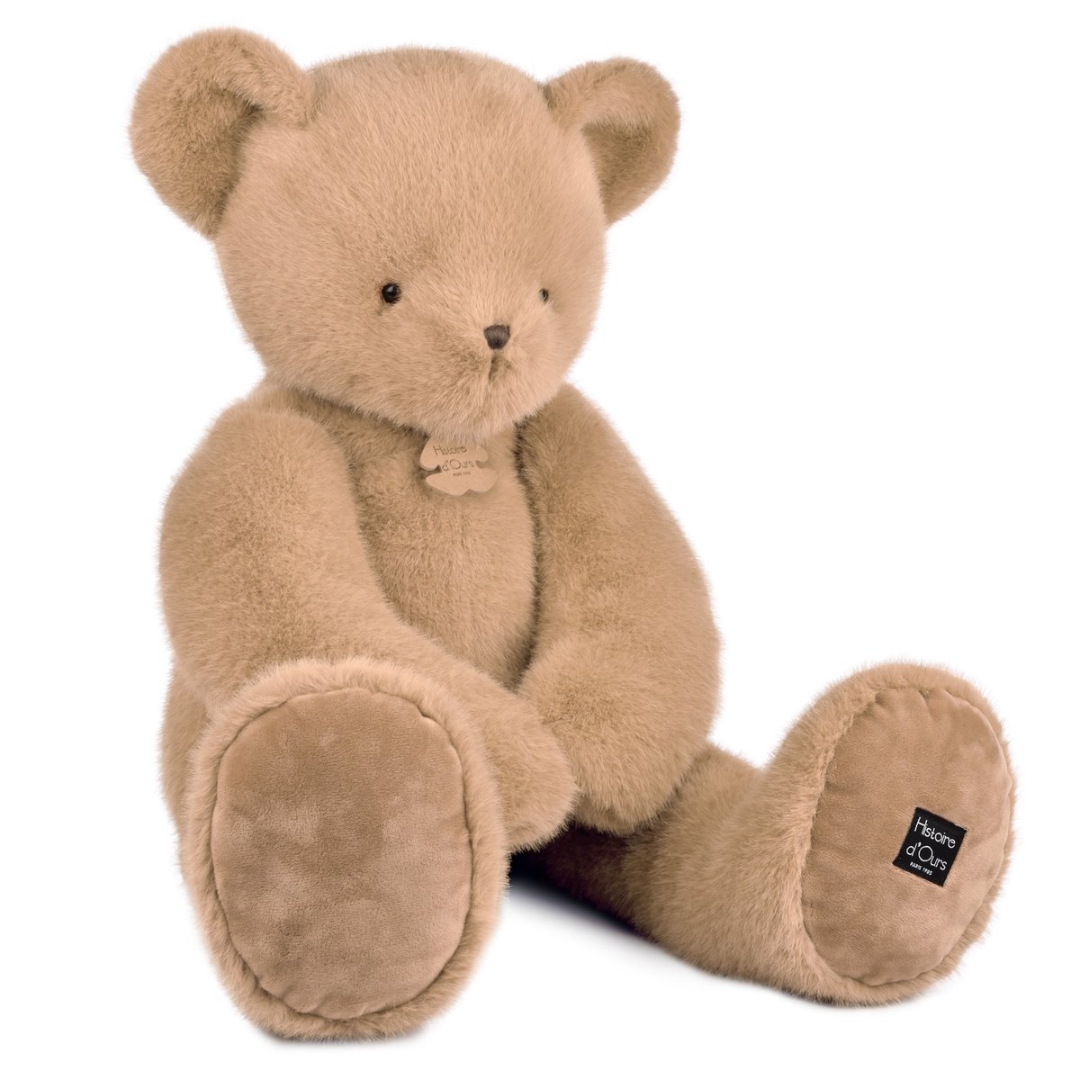 Ours en peluche CLEMENTIN 80 cm praline cacahuète, HISTOIRE D'OURS