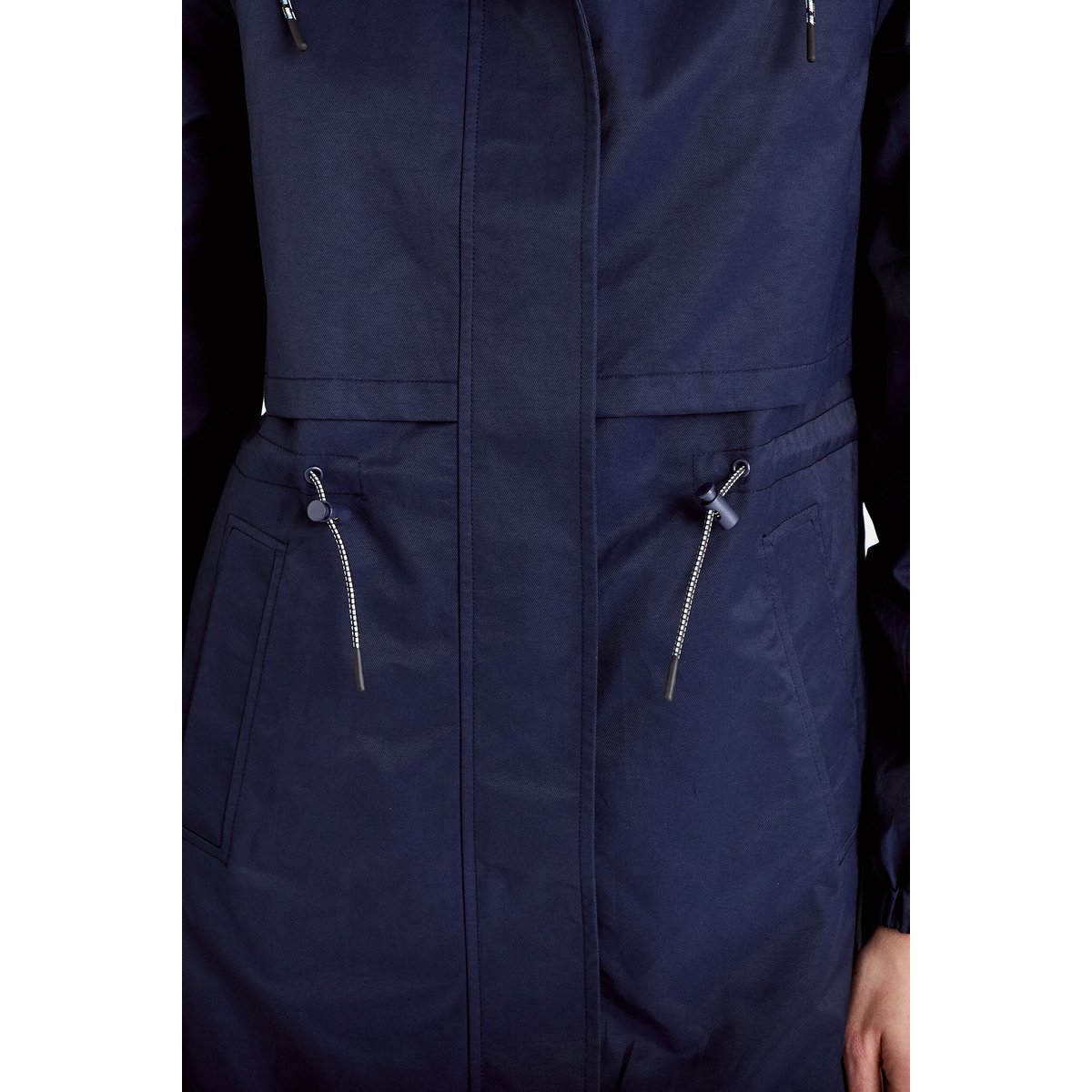 Parka à capuche taille ajustable bleu marine, CACHE CACHE