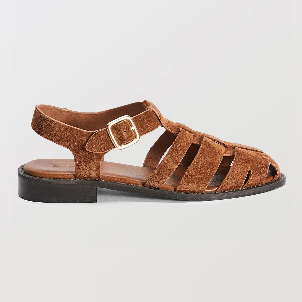 Sandales en cuir brownie, MONOPRIX