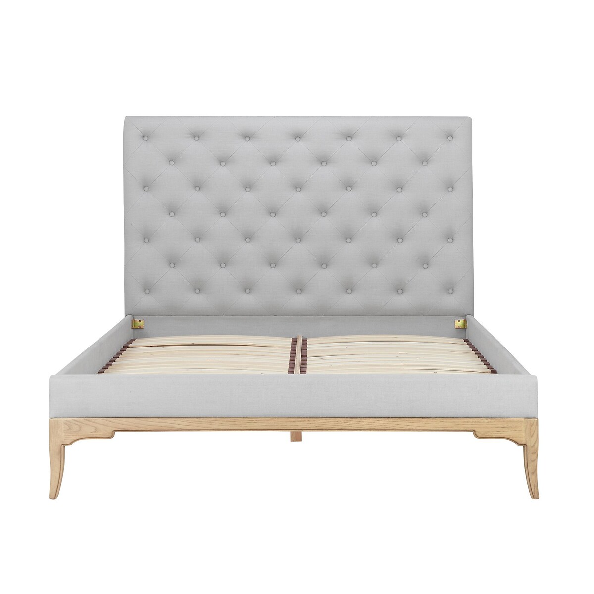 Toulon Oak & Buttoned Linen Bed light oak wood, WILLIS & GAMBIER