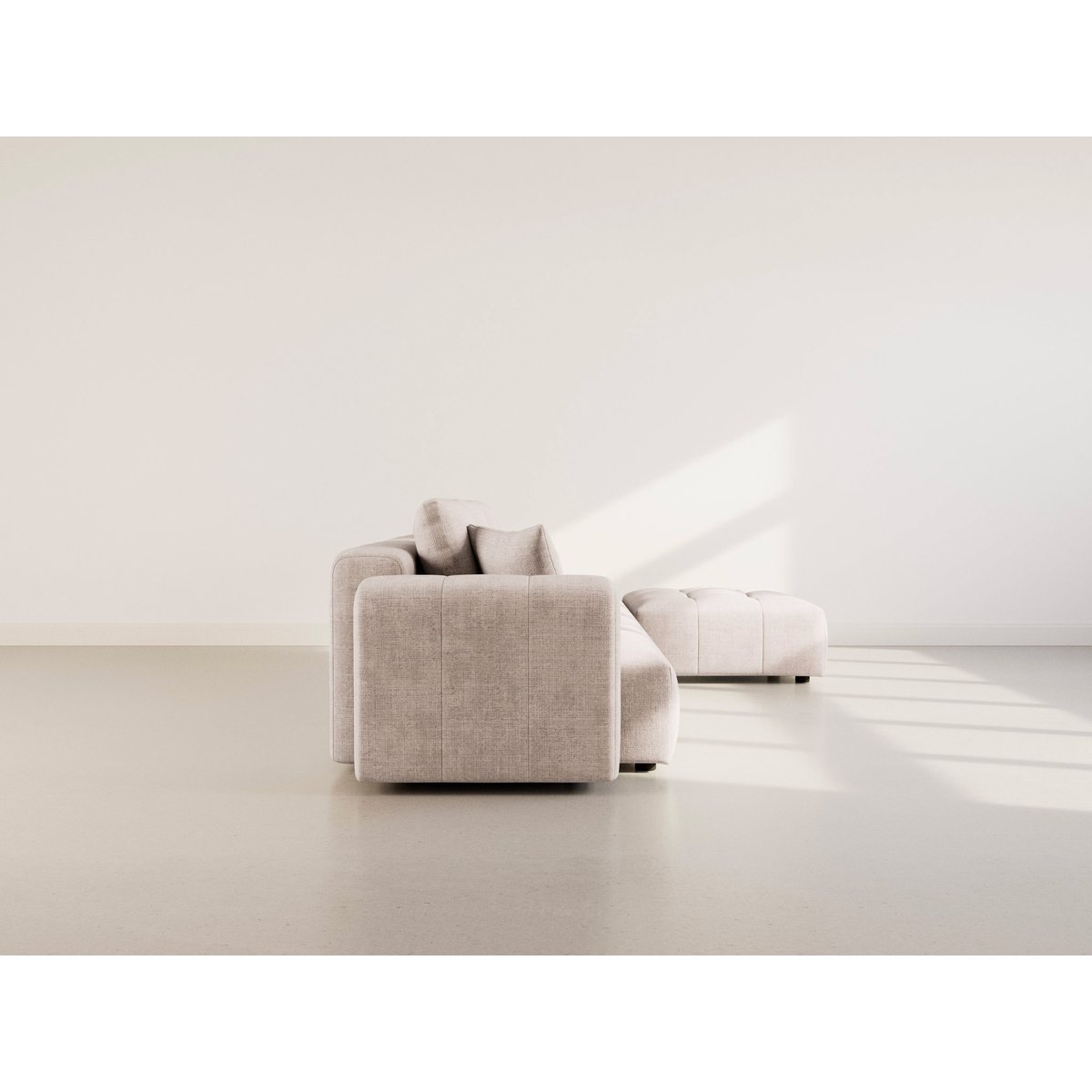 Canapé modulable d'angle velours texturé, COLETTE beige, BEST MOBILIER
