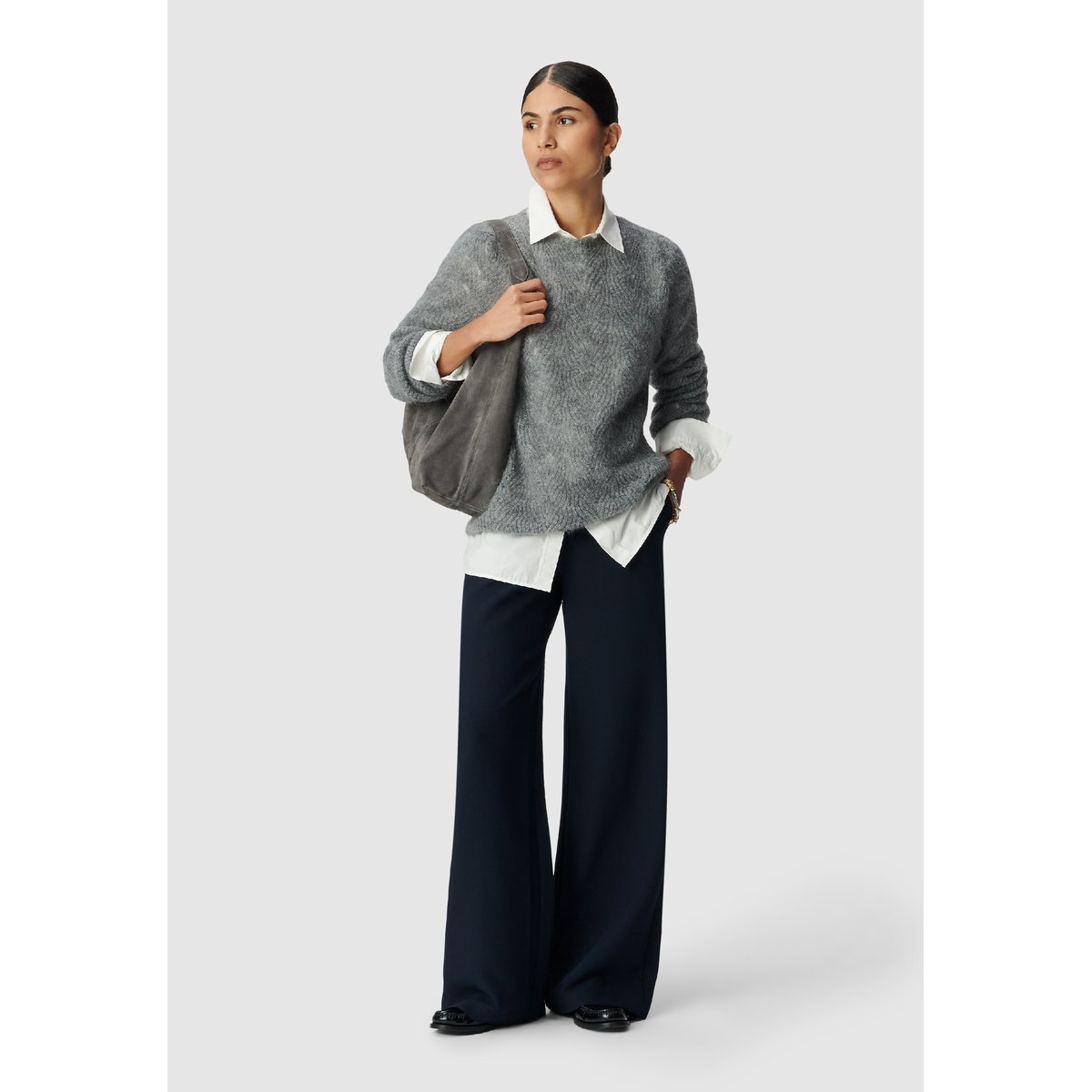 Pantalon droit flanelle bleu marine, IKKS