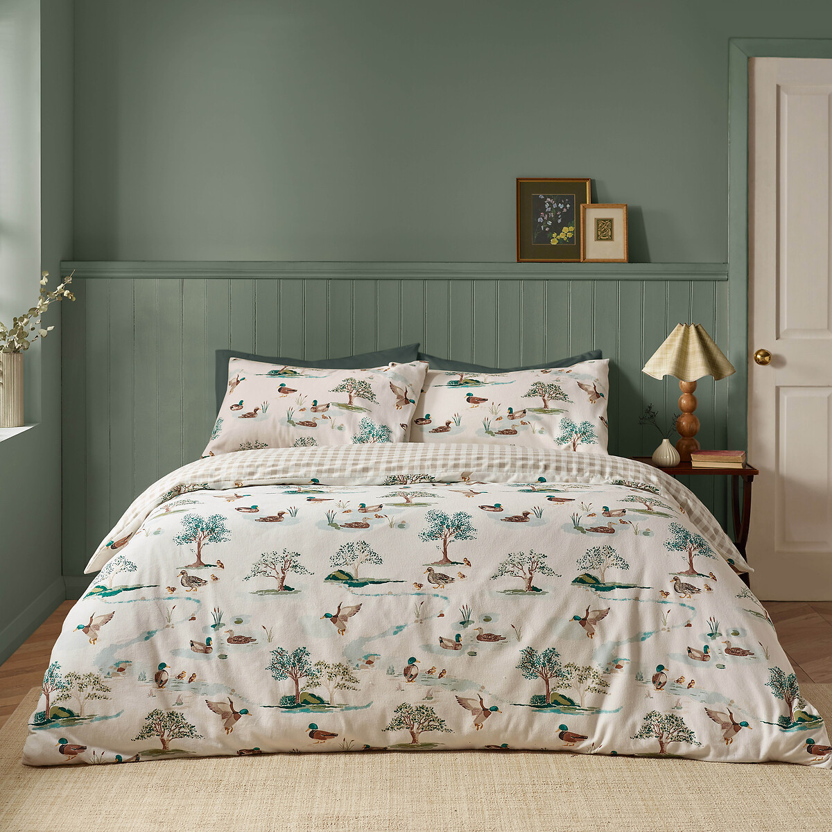 Brushed Mallards Cotton Reversible Duvet Cover Set cream, CATHERINE LANSFIELD