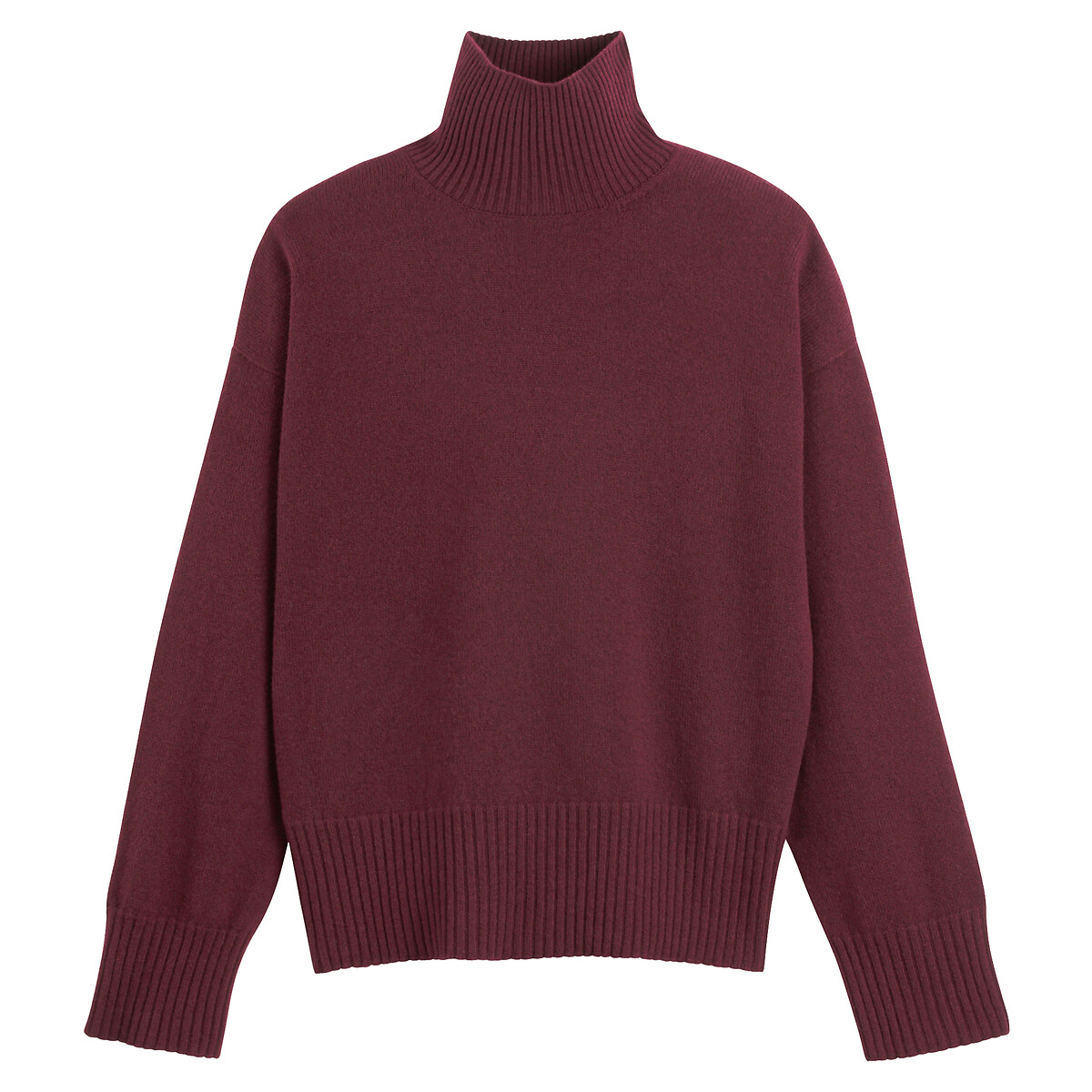 Pull laine et cachemire fabriqué en France rouge foncé, LA REDOUTE COLLECTIONS
