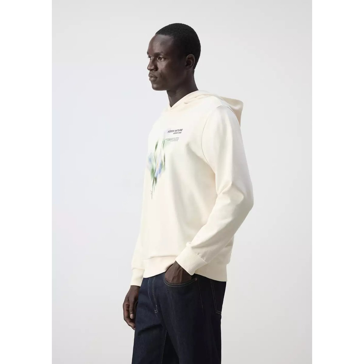 Sweat-shirt 100 % coton imprimé graphique poitrine écru, MANGO MAN