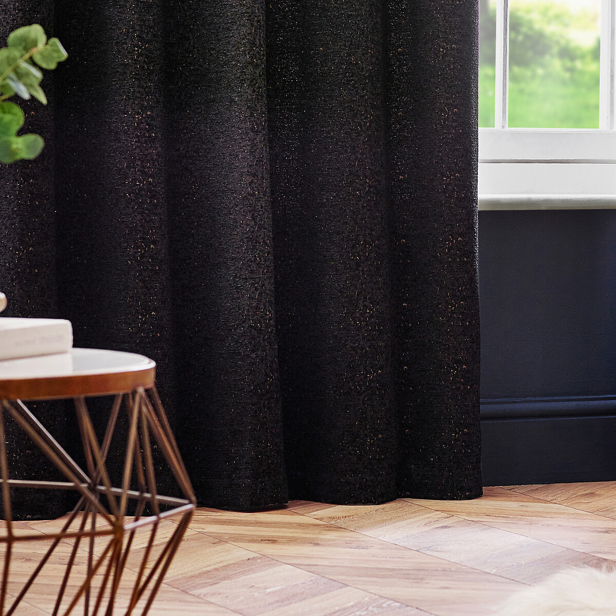 Galaxy Lined Eyelet Curtains black, PAOLETTI