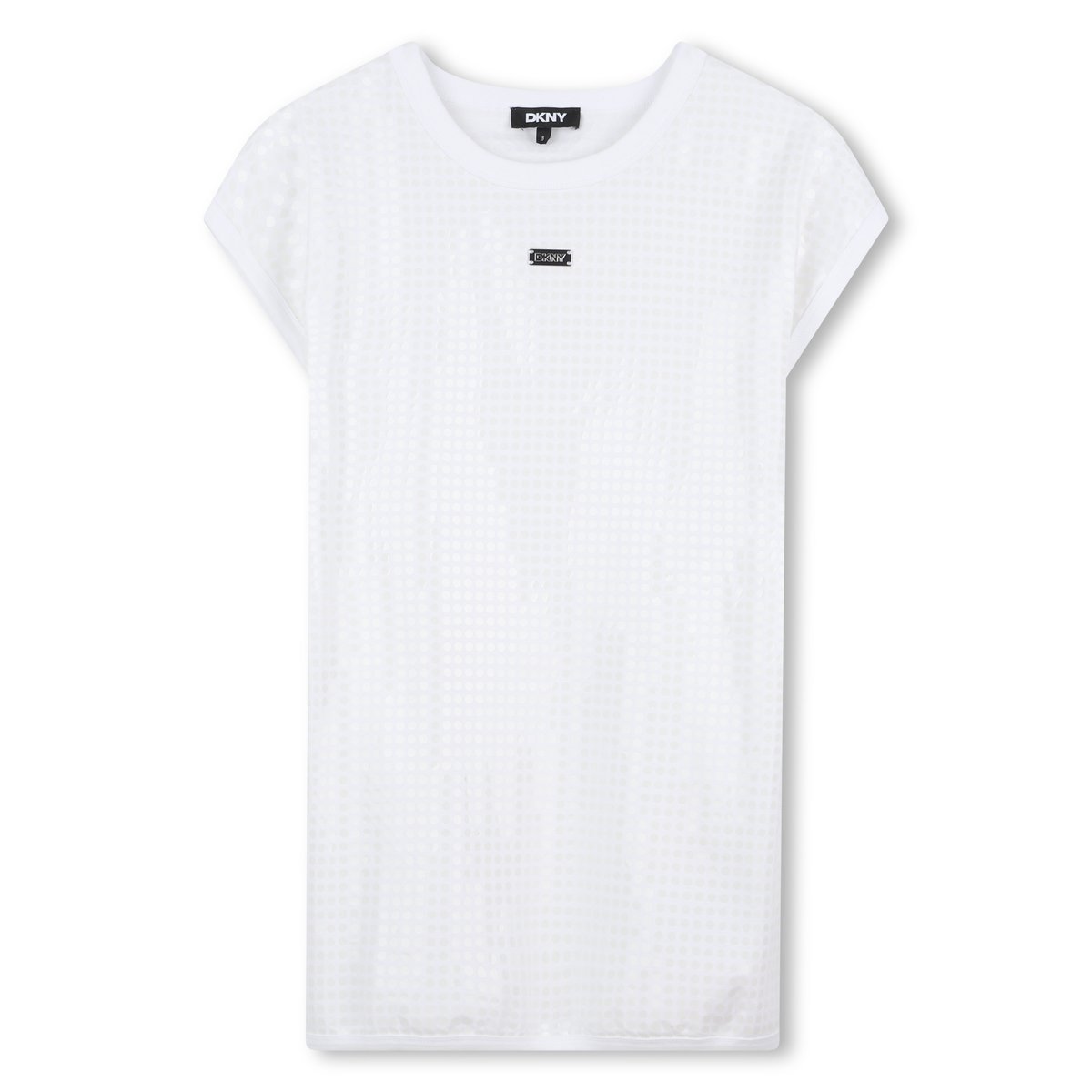 Robe en coton avec sequins blanc, DKNY