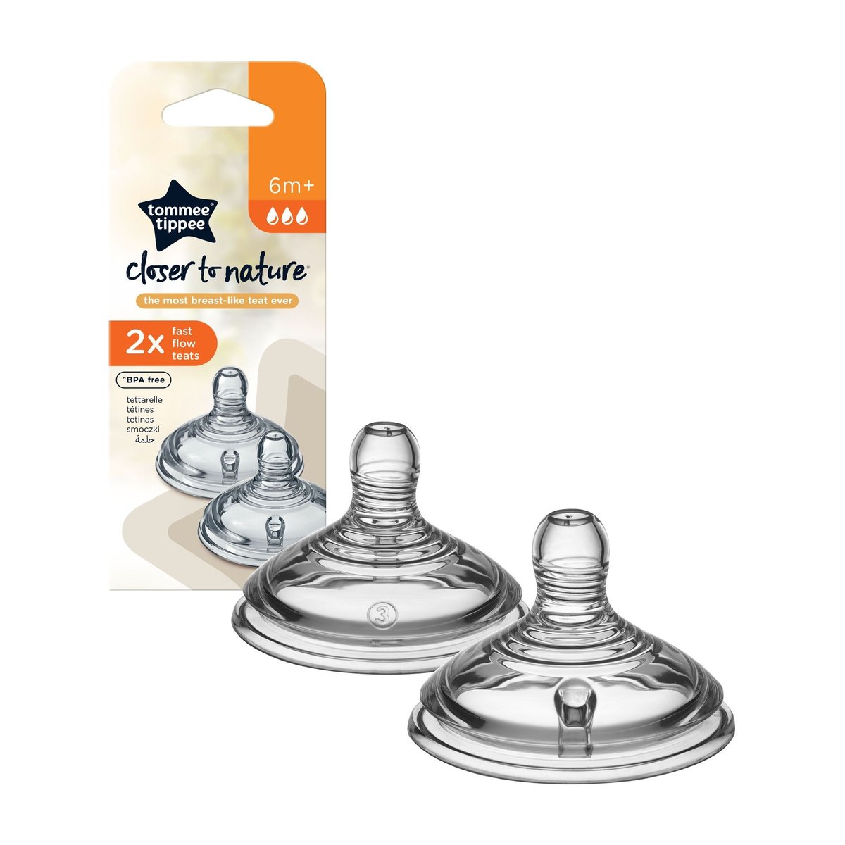 Lot de 2 tétines Closer to nature débit rapide gris, TOMMEE TIPPEE