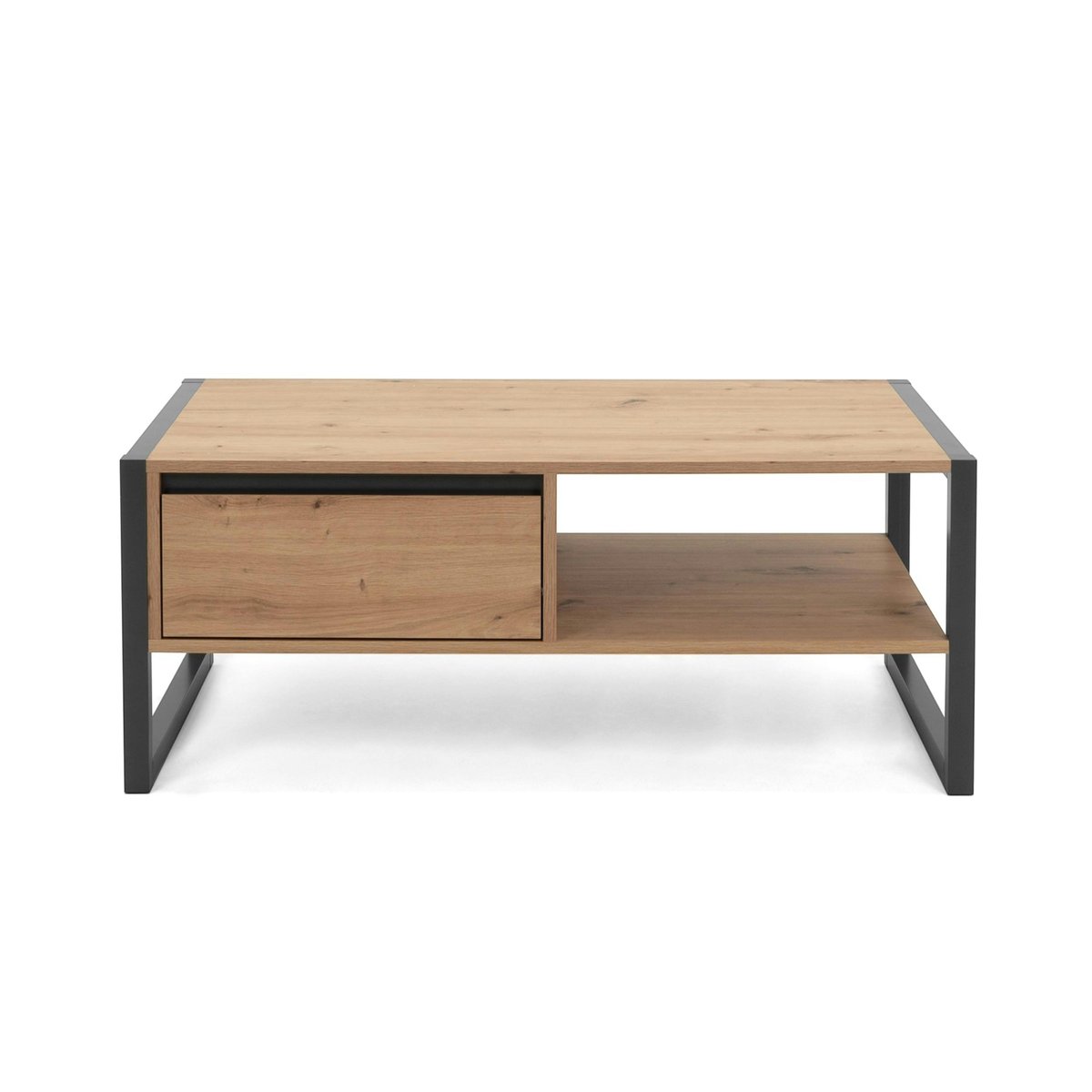 Table basse rectangulaire avec niche et tiroir ALVA chêne, PIER IMPORT