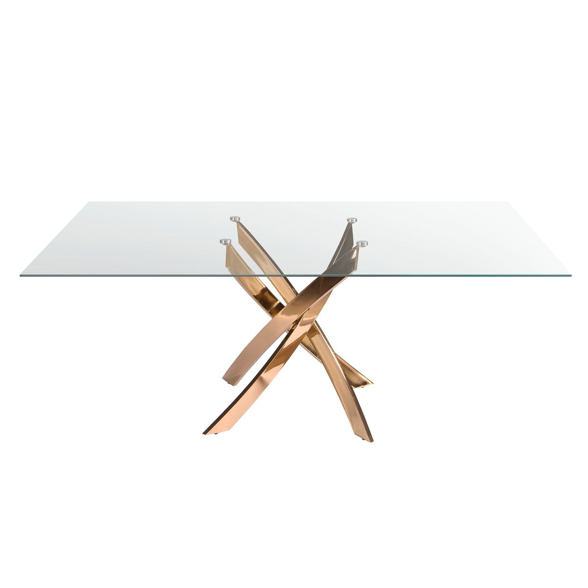 Table de salle à manger rectangulaire en verre trempé et acier cristal | rose, ANGEL CERDA
